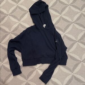 Navy Blue Cropped Hoodie